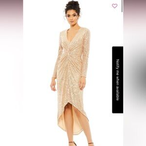 Mac Duggal IEENA Sequined High Low Dress, Rose Gold, NWT, Size 8